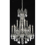 Pewter Twelve-Light Chandelier with Clear Royal Cut Crystals