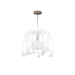 Nickel Fifteen-Light 44-Inch Chandelier with White Flight paper Shades