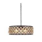 Madison Mocha Brown Eight-Light Pendant with Faceted Golden Teak Crystals