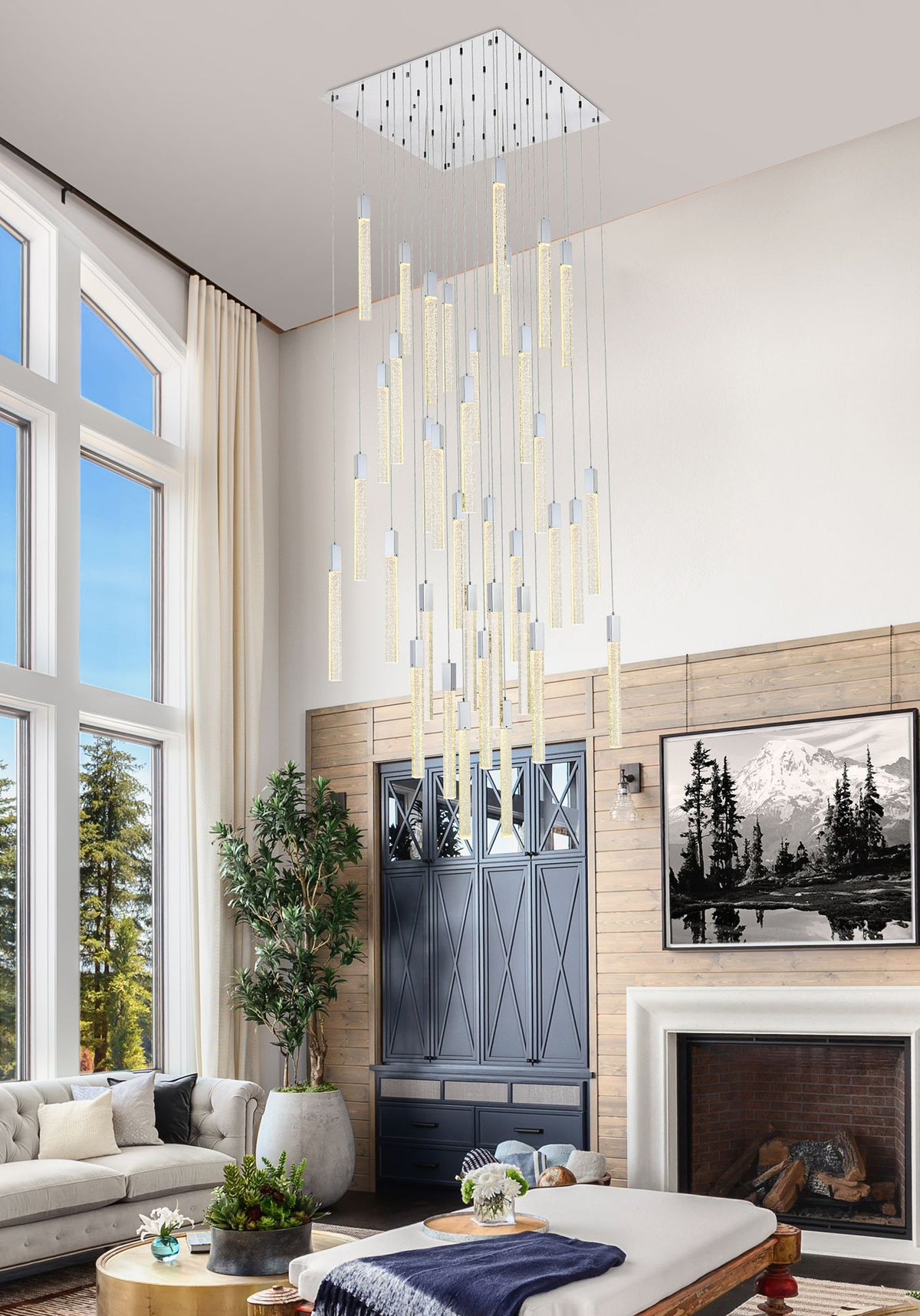 Weston 42" Wide Chrome 36-Light LED Multi Light Pendant