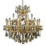 Maria Theresa Gold Nineteen-Light 30-Inch Chandelier with Royal Cut Golden Teak Smoky Crystal