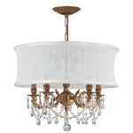 Five-Light Chandelier with Hand Polished Crystal and Smooth Antique White Shade<br ><br >Bellacor Number: 581451