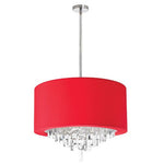 Six Light Crystal Pendant with Red Lycra Drum Shade