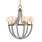 Aged Brass Six-Light Chandelier with Cream Shade