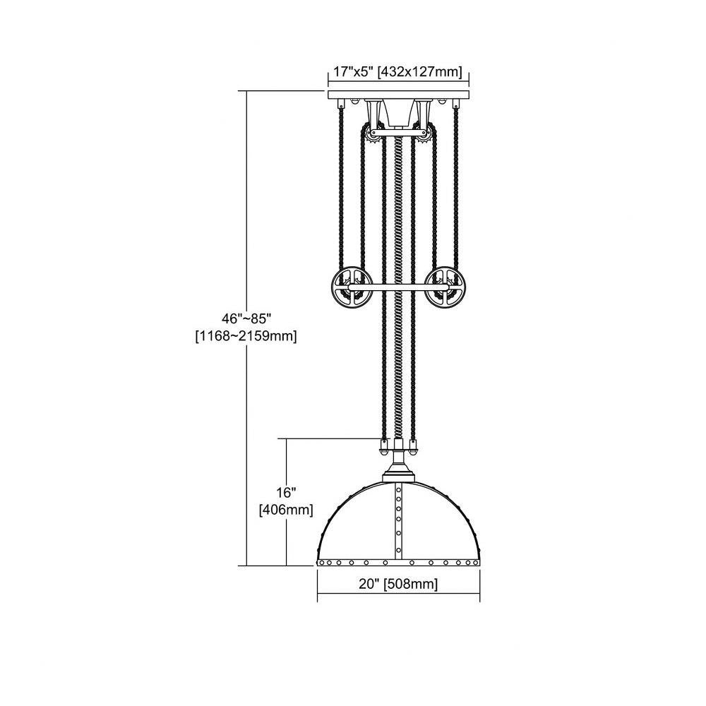 Bailey Street Home - 2499-BEL-2512252 - Buckingham Avenue East - 3 Light Pulldown Chandelier in Transitional Style - 85 Inches tall and 20 inches wide