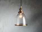 Industrial Cloche Pendant in Antiqued Brass