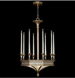 Eight-Light Chandelier in Gold with Toned Silver Leaf Finish