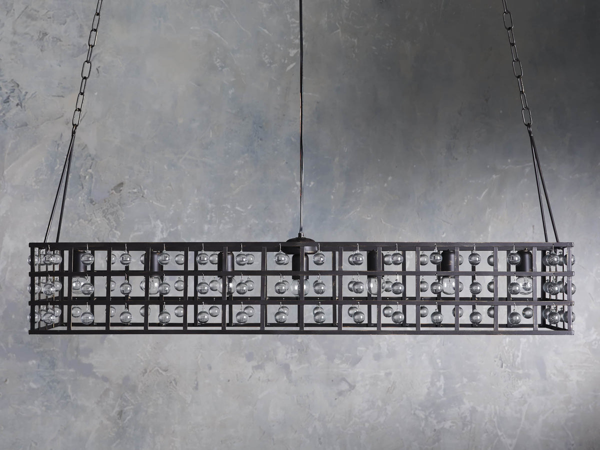 La Cage 50" Rectangular Chandelier in Bronze