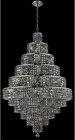 Chrome Thirty-Light Chandelier with Silver Shade/Grey Royal Cut Crystals