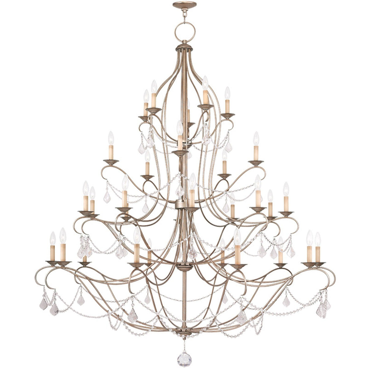 Chesterfield Silver Leaf 30 Light Chandelier