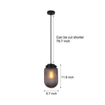 Modern Pinecone Shape Ribbed Glass Shade 1-Light Pendant in Smoke Gray