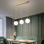 Modern 1/3-Light White Glass Globe Island Pendant Light in Gold Finish