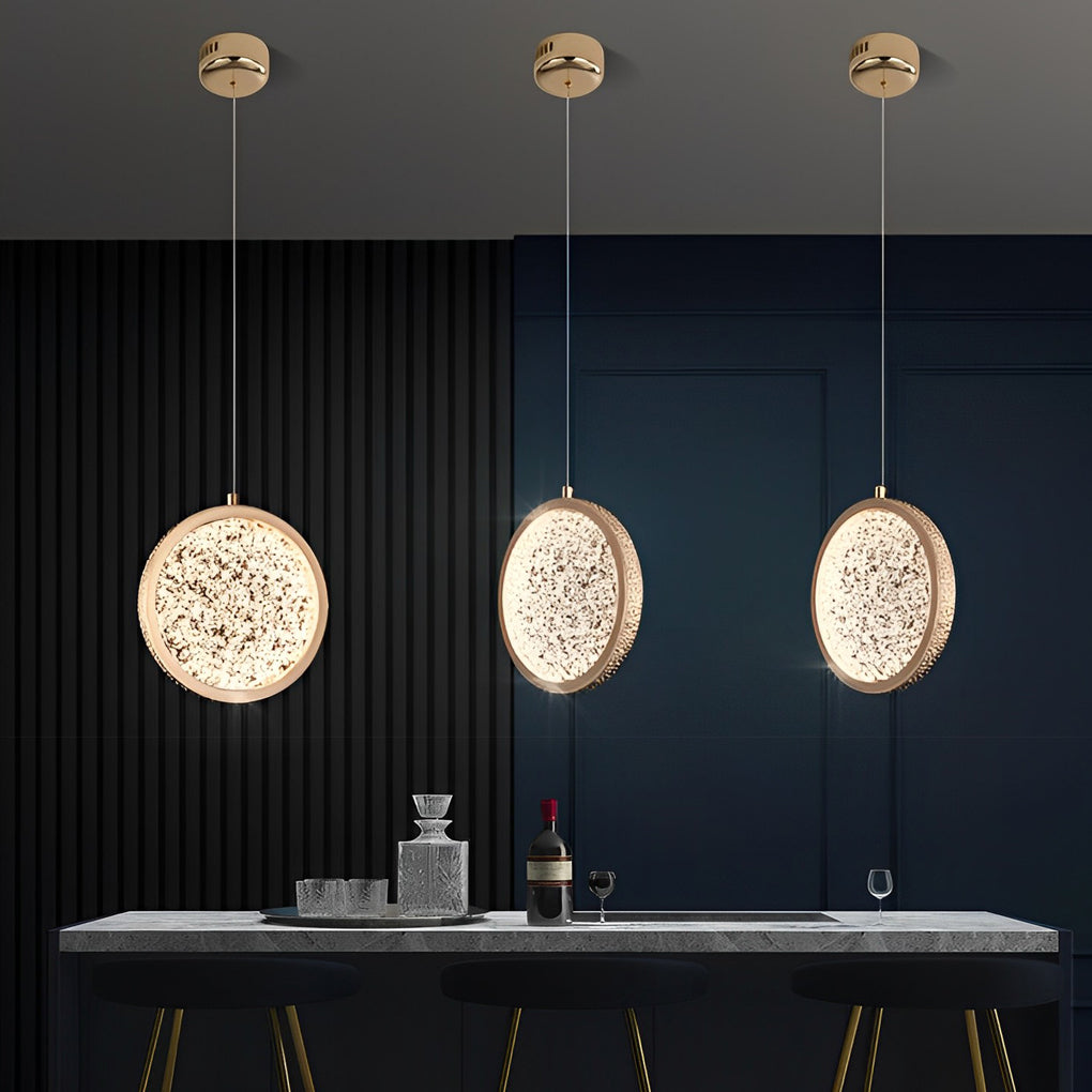 Creative Round Iron Acrylic Three Step Dimming Modern Pendant Lights
