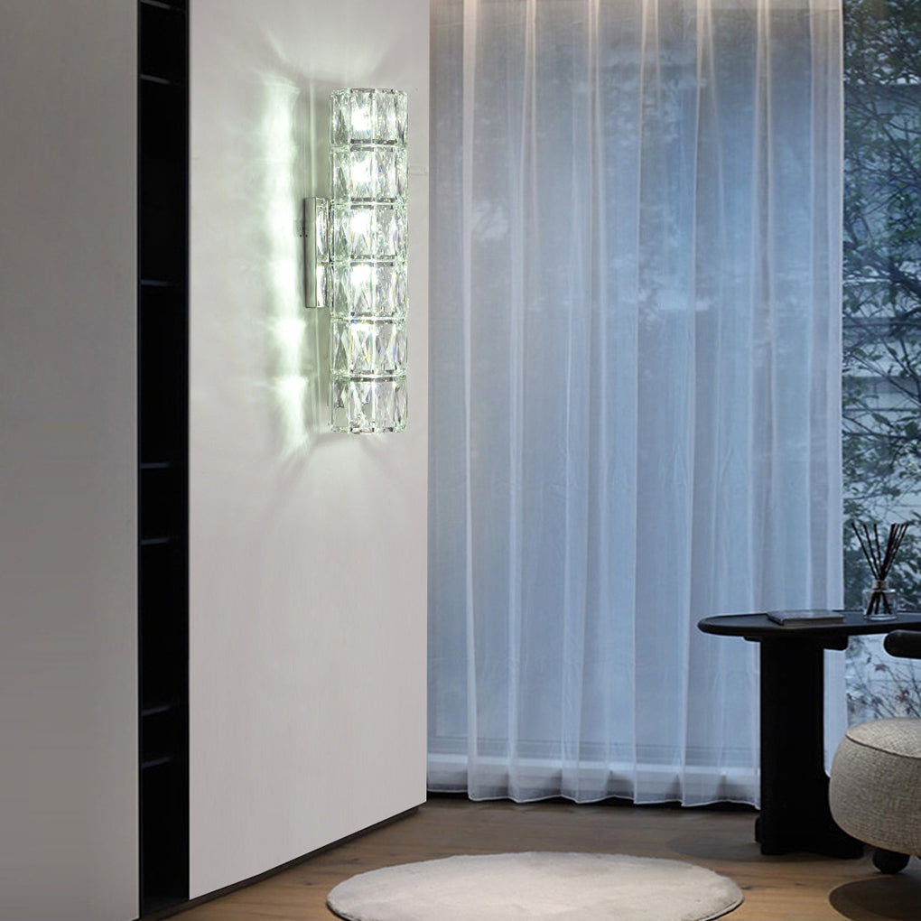 Cylindrical Crystal Three Step Dimming Light LED Modern Wall Sconces Lighting