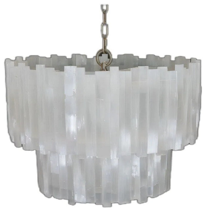 Selenite Chandelier, 3 Tiers, 30" W x 30" H