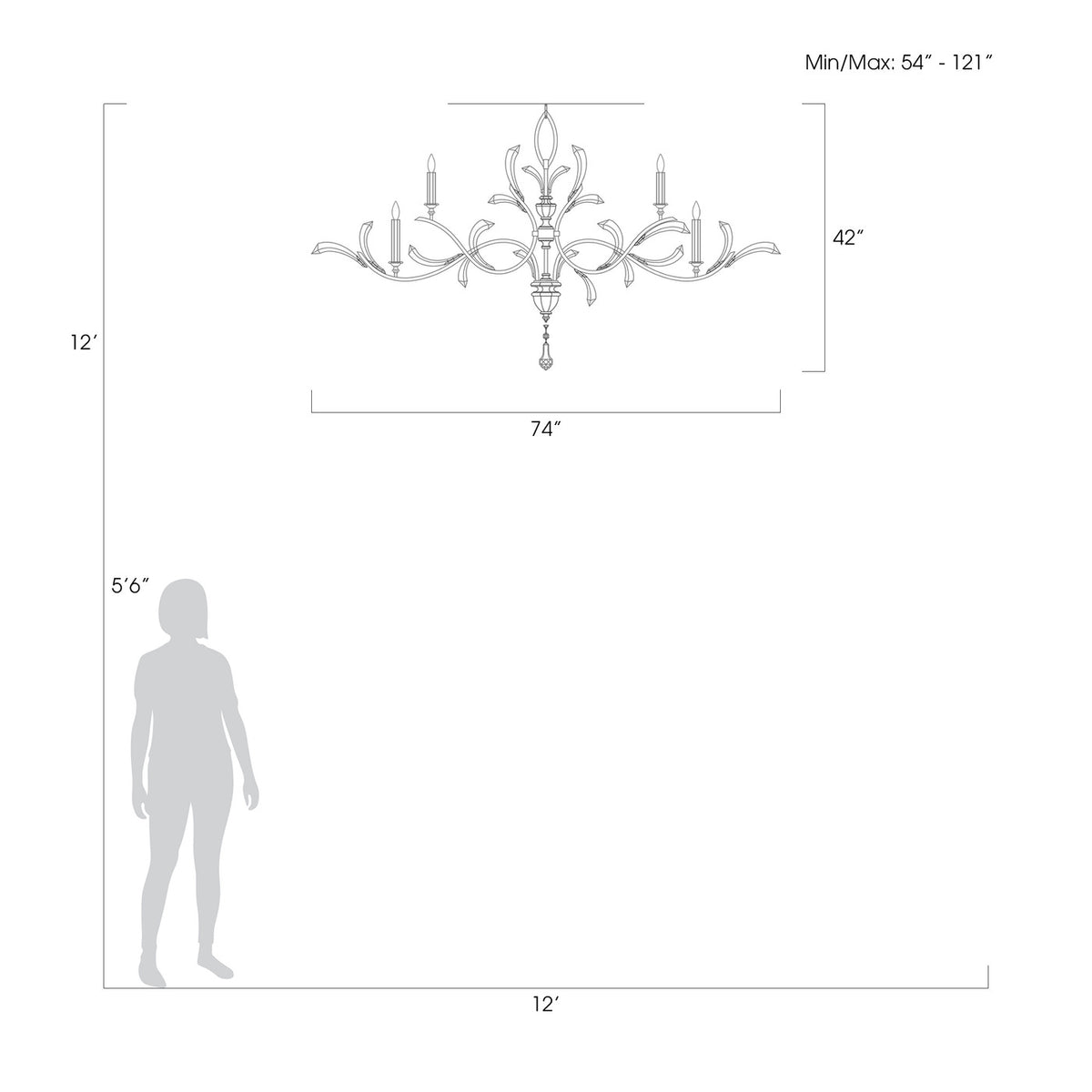BEVELED ARCS 74" W Oblong Chandelier