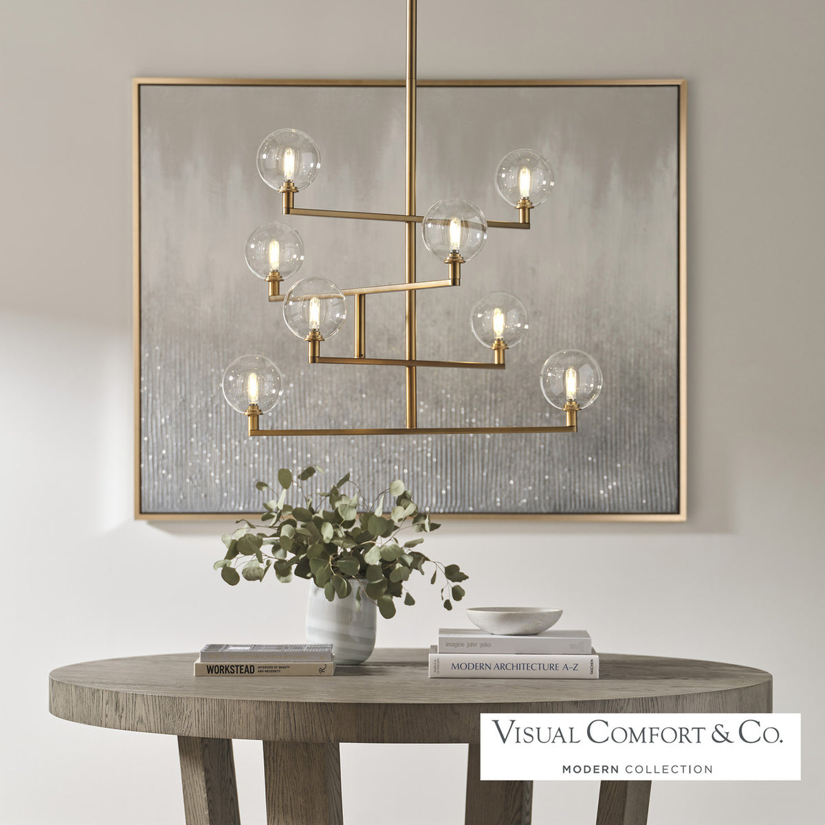 Gambit Chandelier, 8-Light, LED, Brass, 35.3"W (700GMBCR-LED927 70DN4W2)