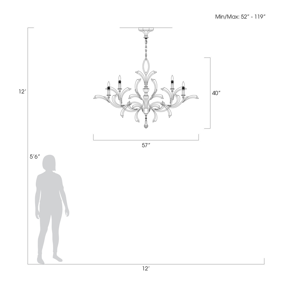 BEVELED ARCS 57" W Round Chandelier