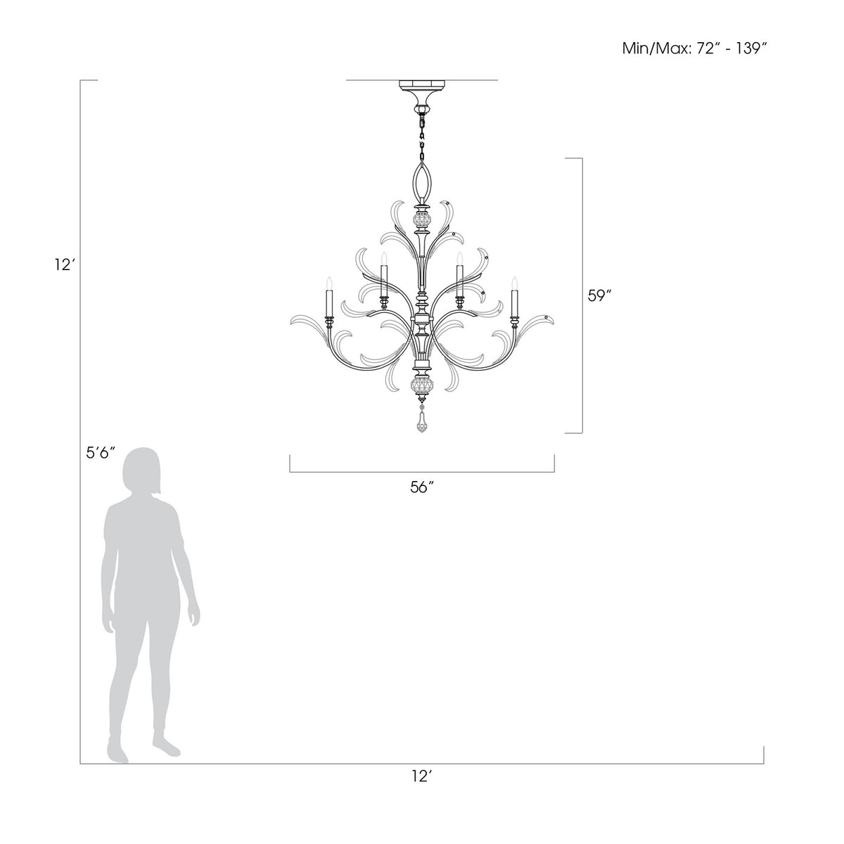 BEVELED ARCS 56" W Round Chandelier