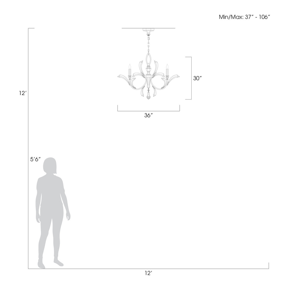 BEVELED ARCS 36" W Round Chandelier
