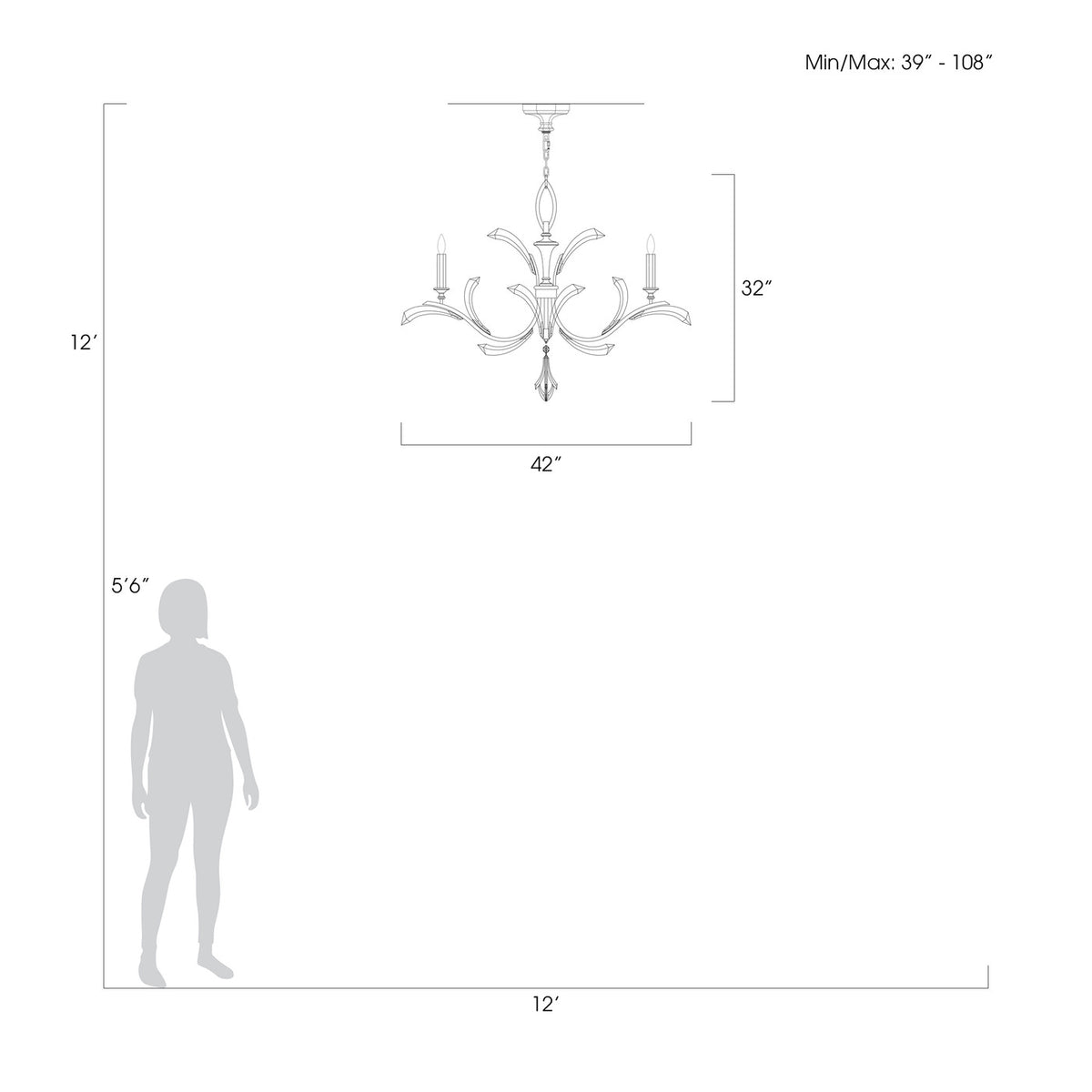 BEVELED ARCS 42" W Round Chandelier