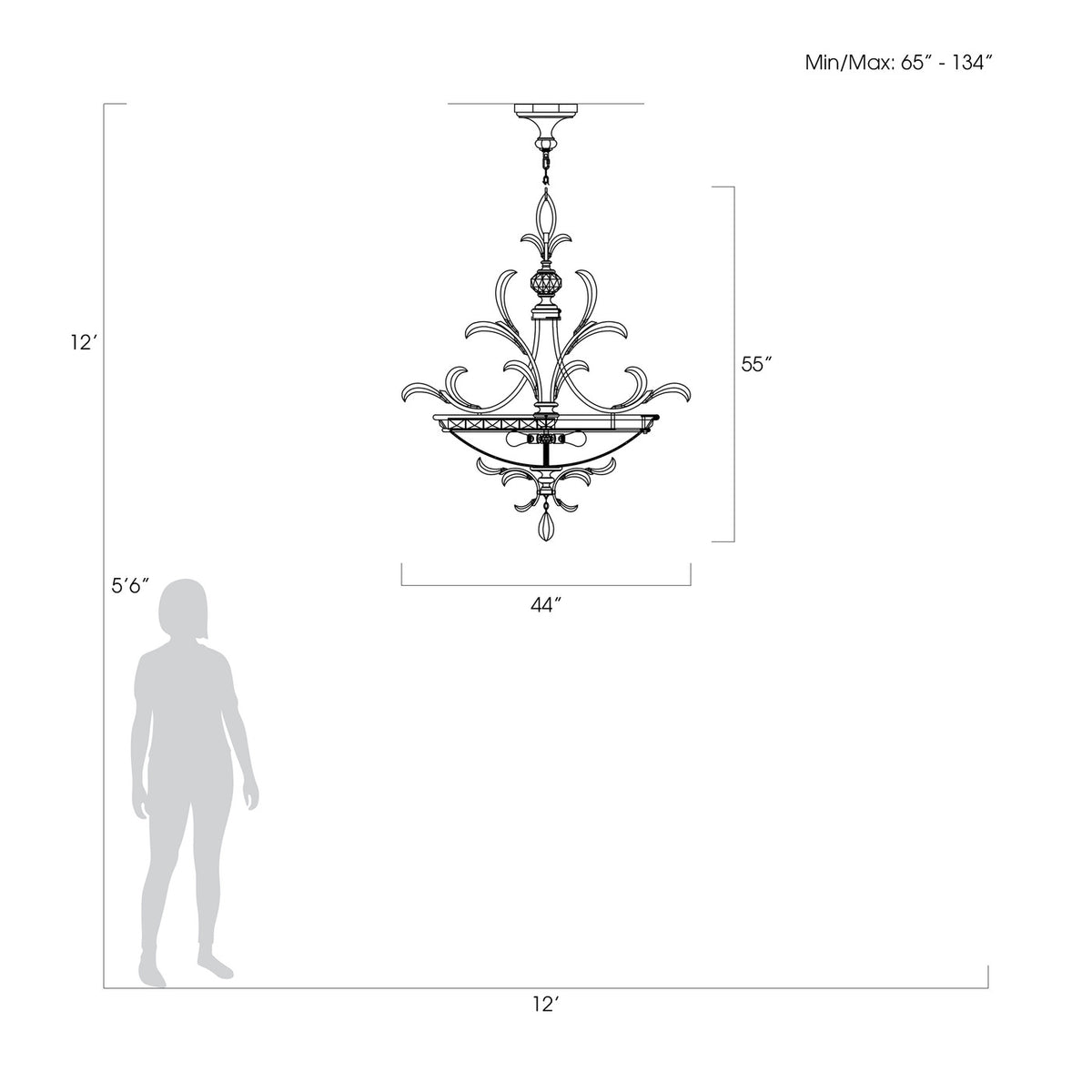 BEVELED ARCS 44" W Round Pendant