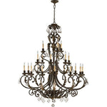 Twenty-One-Light Toasted Sienna with Mystic Silver Chandelier