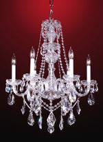 6 Lights Bohemian Crystal chandelier in polished chrome finish