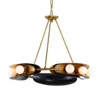 Bailey Street Home - 72-BEL-2999459 - Modern 9 Light Round Chandelier in Solid Brass Finish with Opal White Glass Globes 32 inches W x 25 inches H