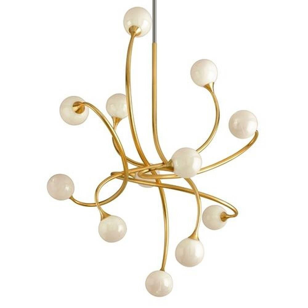 Bailey Street Home - 72-BEL-4261290 - Modern 12 Light Novelty Handcrafted Iron Chandelier in Gold Finish with Glass Globes 40 inches W x 44.25 inches H