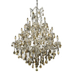 Chrome Twenty-Eight Light Chandelier with Golden Teak/Smoky Royal Cut Crystals