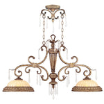 La Bella Vintage Gold Leaf Two-Light Island Pendant