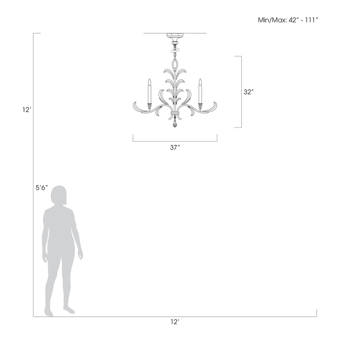 BEVELED ARCS 37" W Round Chandelier