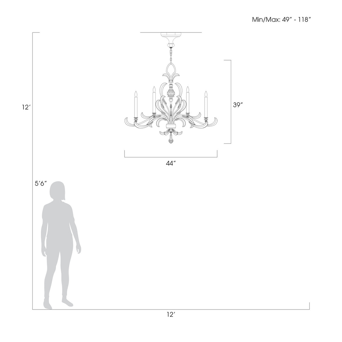 BEVELED ARCS 44" W Oblong Chandelier