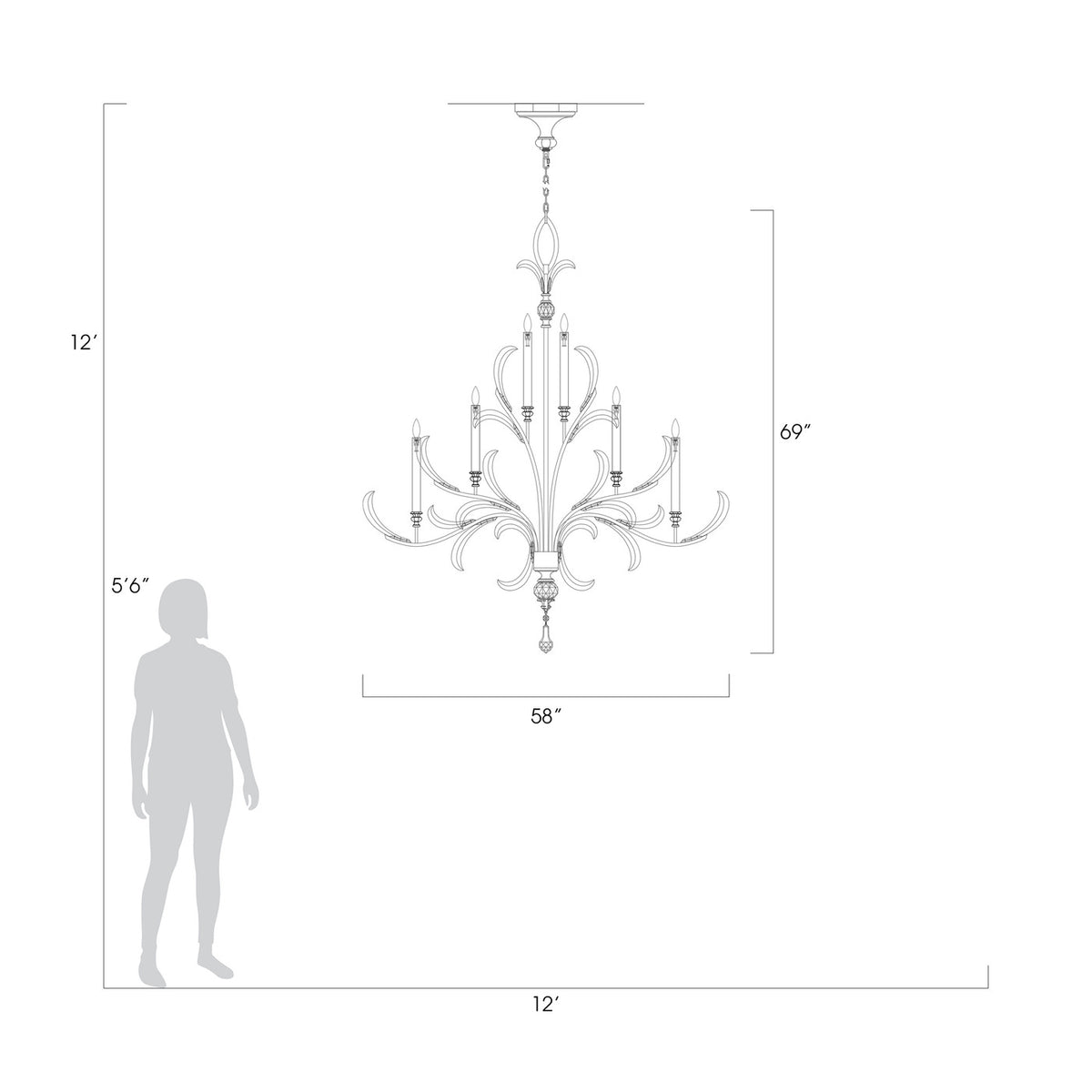 BEVELED ARCS 58" W Round Chandelier
