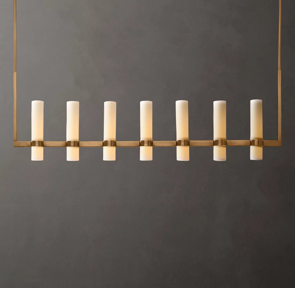 Ravelle Linear Milk Glass Chandelier 59"