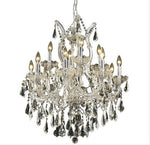 Chrome Thirteen-Light 27-Inch Chandelier with Royal Cut Clear Crystal