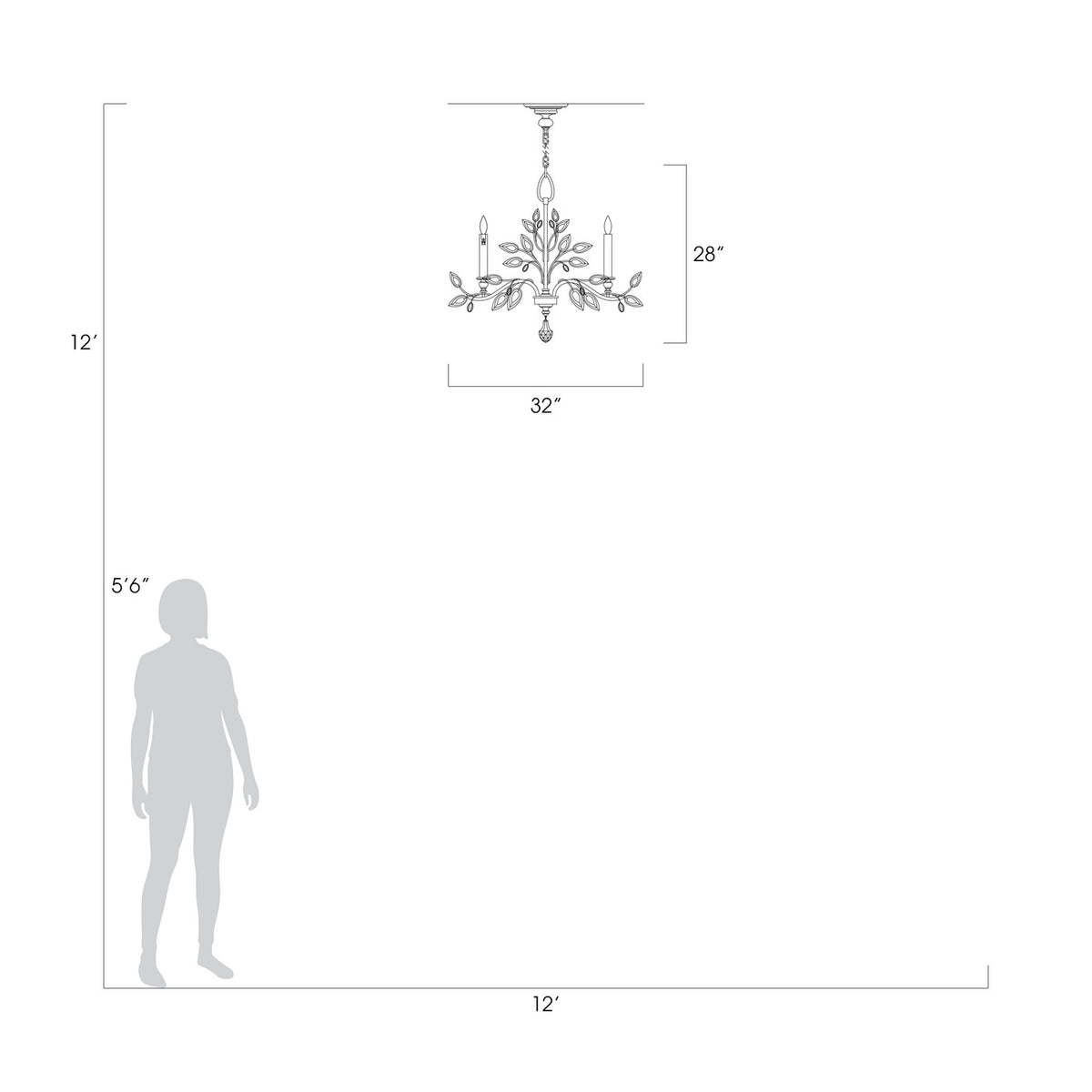 CRYSTAL LAUREL 32" W Round Chandelier
