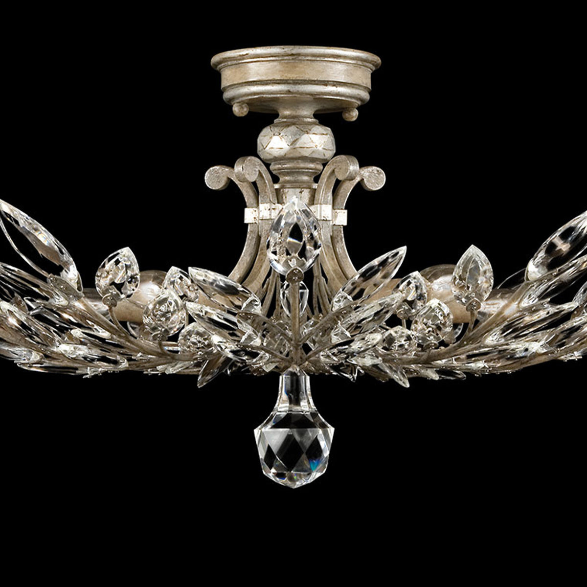 CRYSTAL LAUREL 28" W Round Semi-Flush Mount