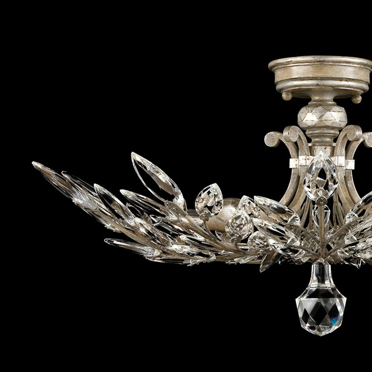 CRYSTAL LAUREL 28" W Round Semi-Flush Mount