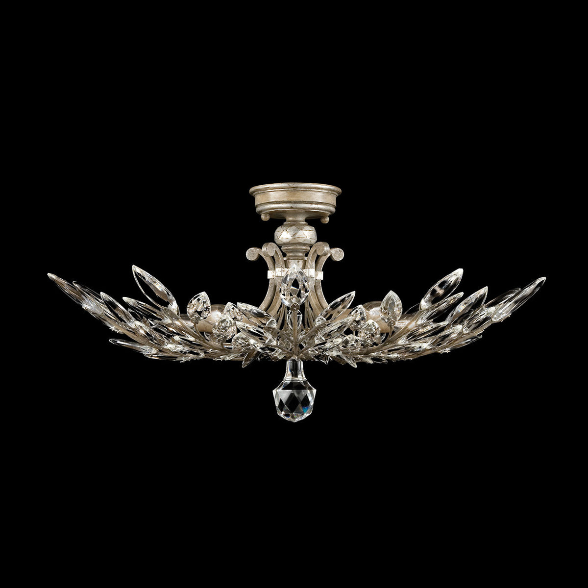 CRYSTAL LAUREL 28" W Round Semi-Flush Mount