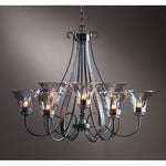 Dark Smoke Nine Light Chandelier with Water Glass
