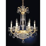 Gold Eight-Light Clear Spectra Crystal Chandelier, 21W x 28H x 21D
