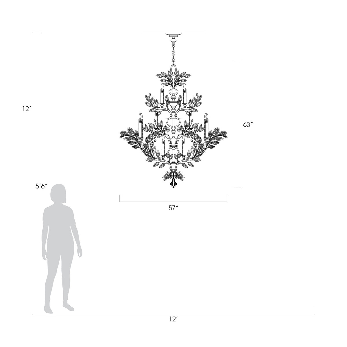 CRYSTAL LAUREL 57" W Round Chandelier