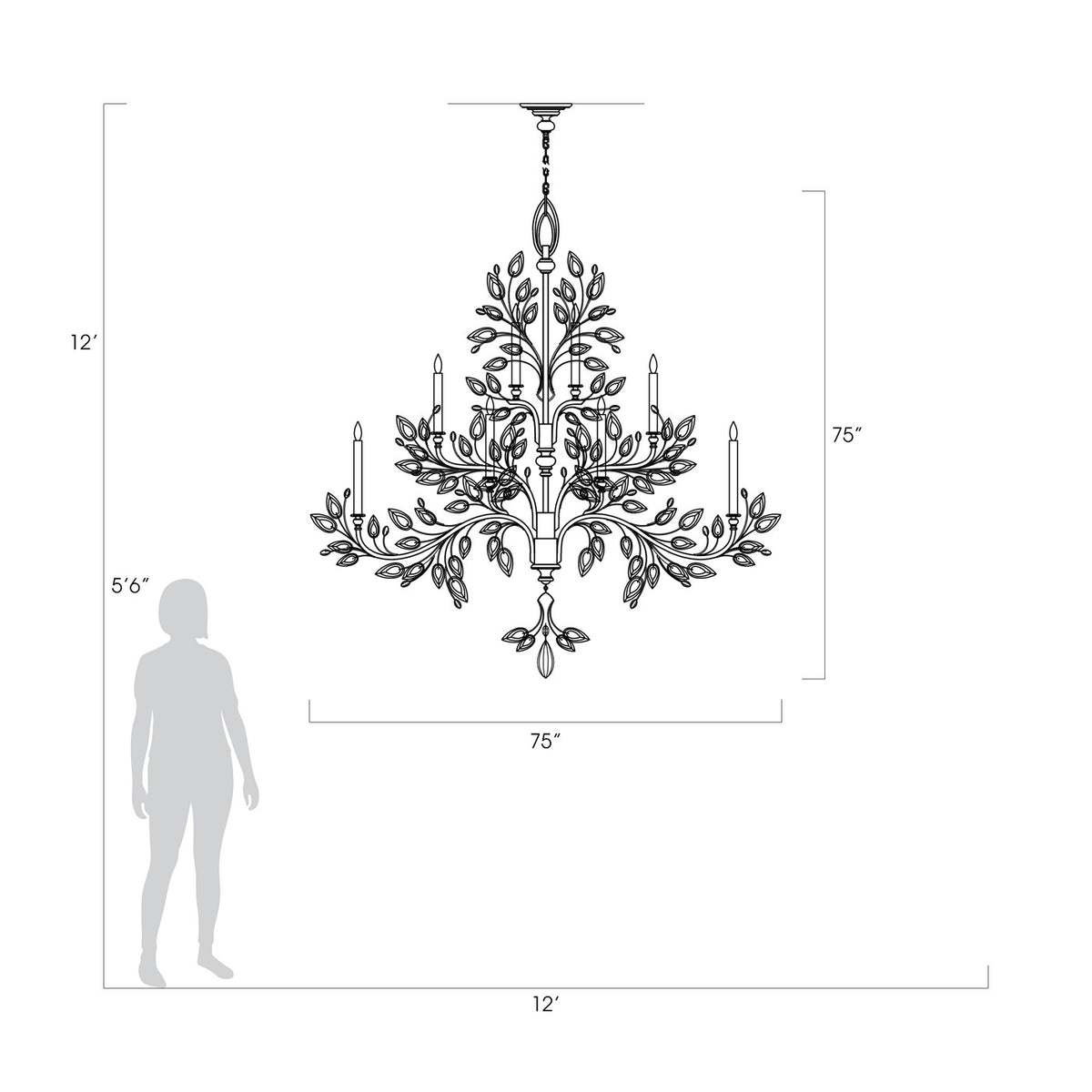 CRYSTAL LAUREL 75" W Round Chandelier