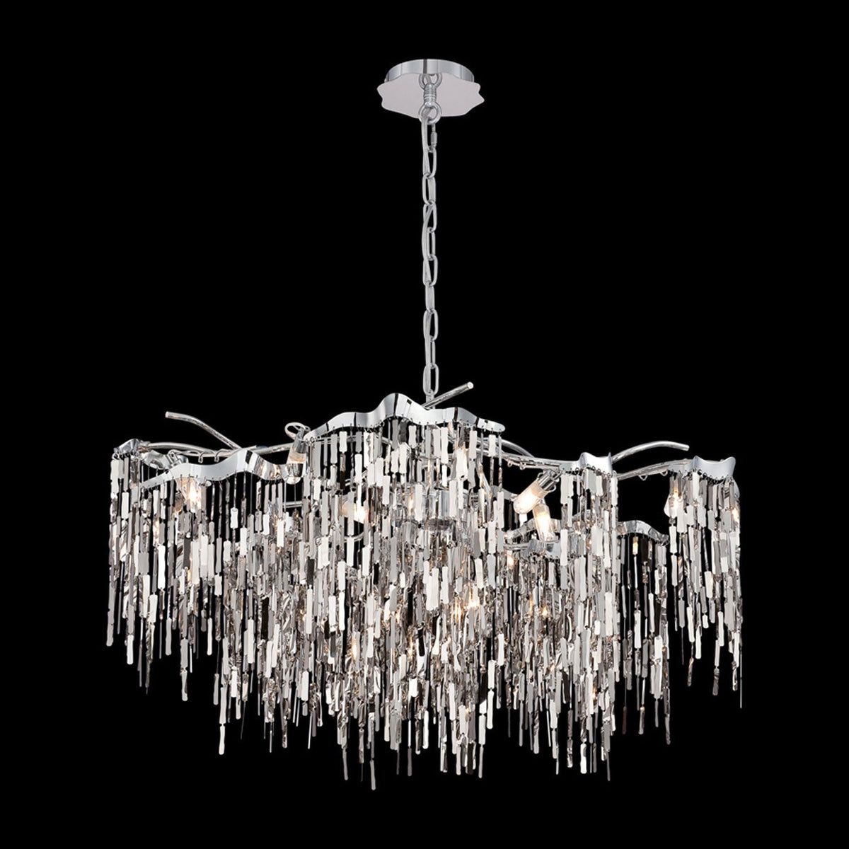 Elfassy Chrome 31-Inch 12-Light Chandelier