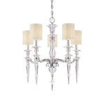 Walt Disney Signature Chrome with Crystals Accents Five-Light Chandelier with White Linen Shade