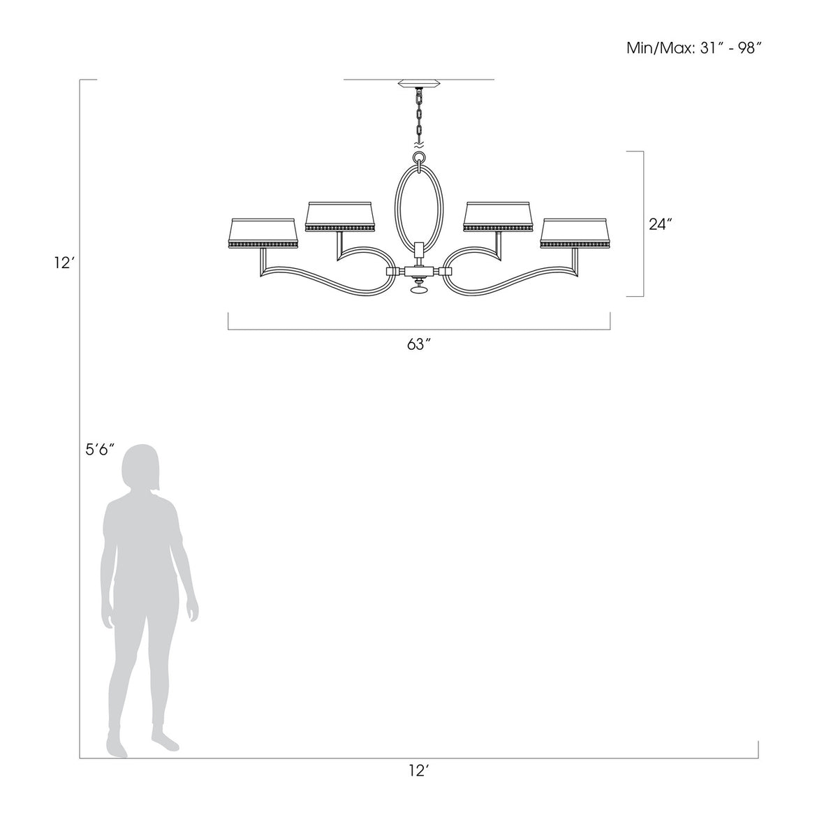 ALLEGRETTO 63"W Oblong Chandelier