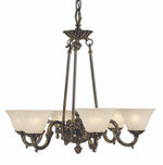 Chancery Chandelier, 5-Light, Polished Brass, Etched Glass Shade, 27"W (7525 PB R8MV)