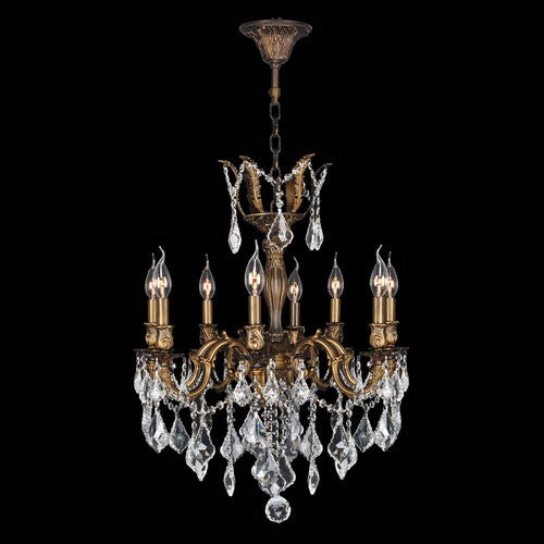 Eight-Light Antique Bronze Finish with Clear-Crystals Chandelier
